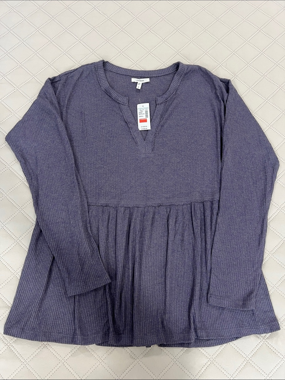 Maurices' Long-Sleeve Peplum Top in Heather Purple
